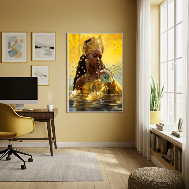 Quadro Orixá Oxum Moedas De Ouro - 70x50 cm