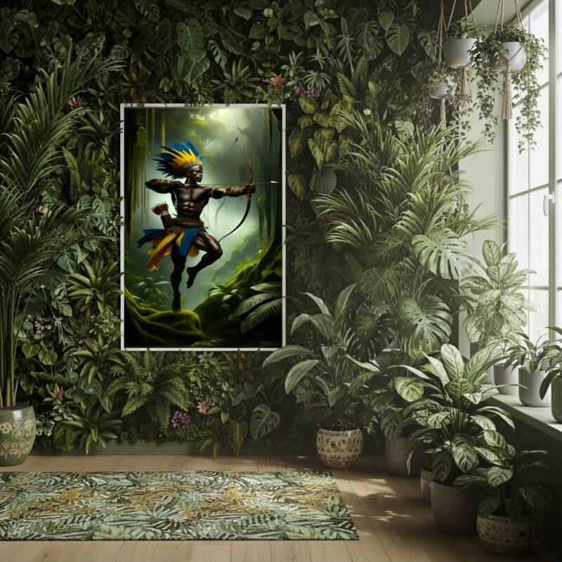 Quadro Oxossi Guerreiro Candomblé - 70x50 cm