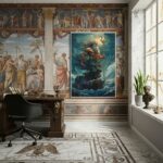 Quadro Poseidon Senhor dos Mares Terremotos Cavalos -70x50cm