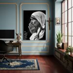 Quadro Retrato em Preto e Branco de Madre Teresa - 70x50cm