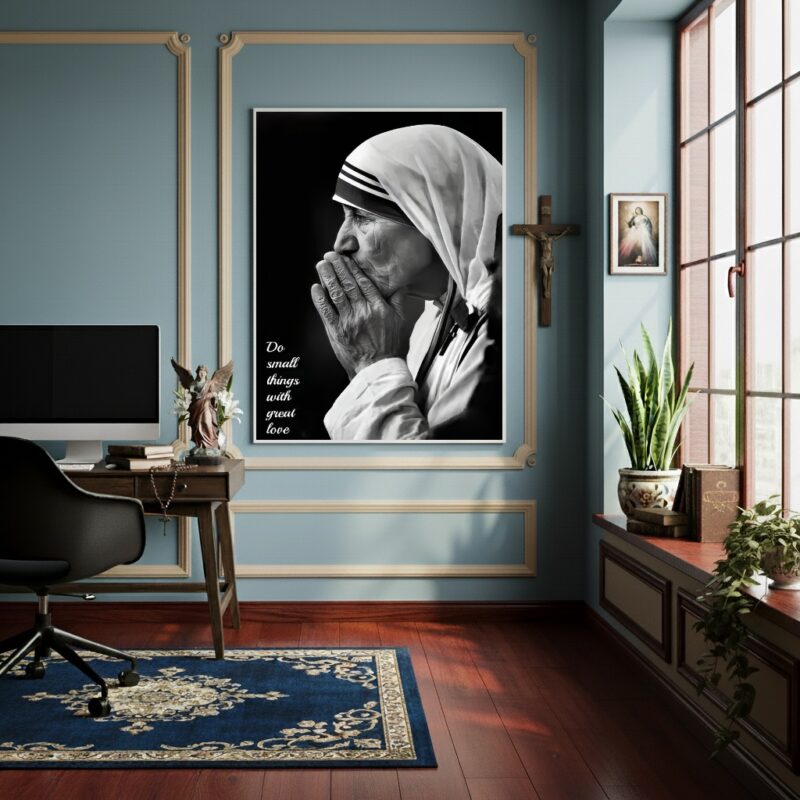 Quadro Retrato em Preto e Branco de Madre Teresa - 70x50cm