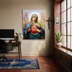 Quadro Sagrado Coração De Maria Colorido - 70x50 cm