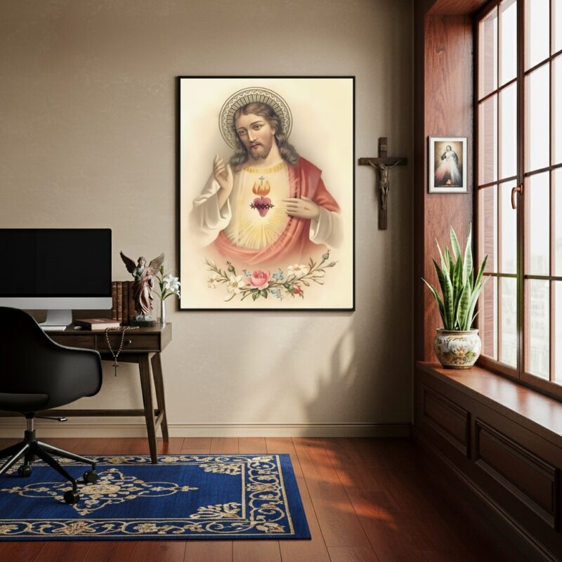 Quadro Sagrado Coração de Jesus Arte Sacra - 70x50 cm