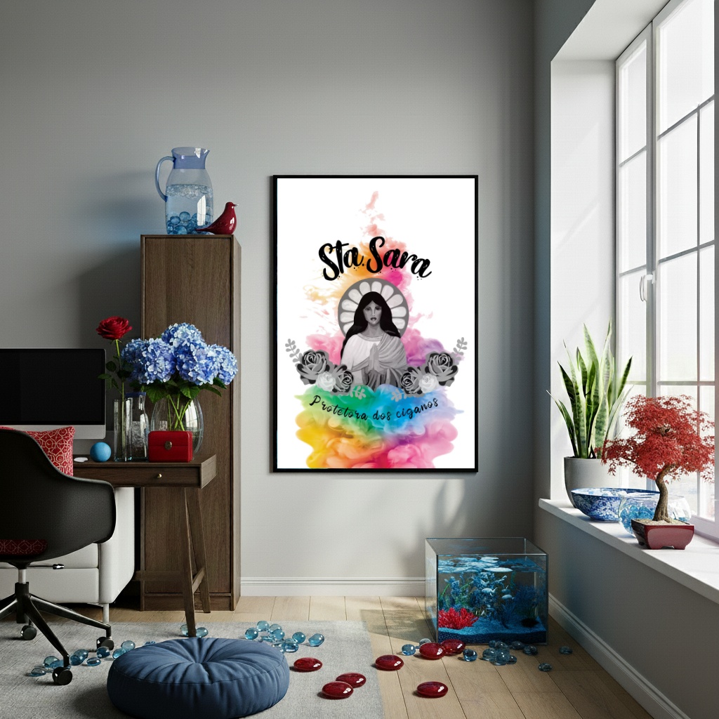 Quadro Santa Sara Protetora Ciganos - 70x50 cm