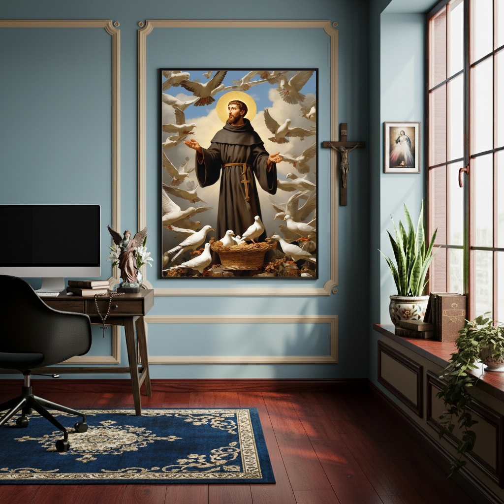 Quadro São Francisco de Assis Padroeiro da Natureza -70x50cm
