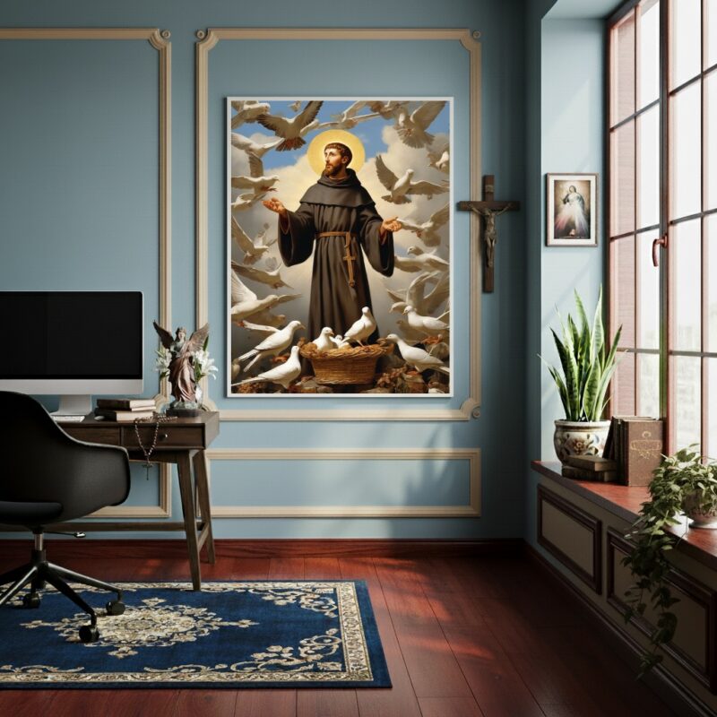 Quadro São Francisco de Assis Padroeiro da Natureza -70x50cm