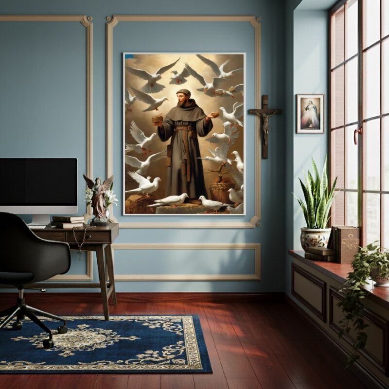 Quadro São Francisco de Assis Padroeiro dos Animais -70x50cm