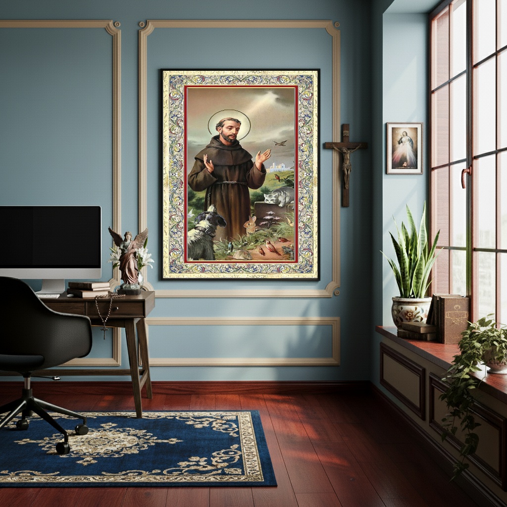 Quadro São Francisco de Assis -Símbolo de Humildade-70x50cm