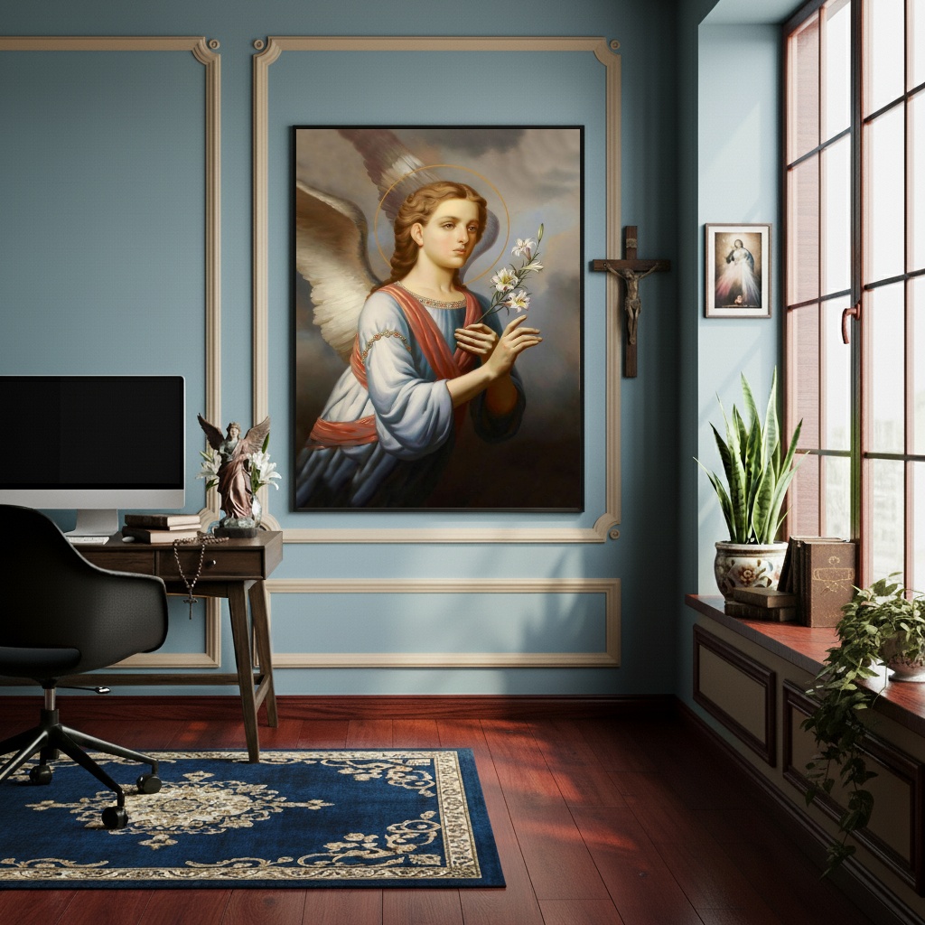 Quadro São Gabriel Arcanjo O Mensageiro de Deus- 70x50cm