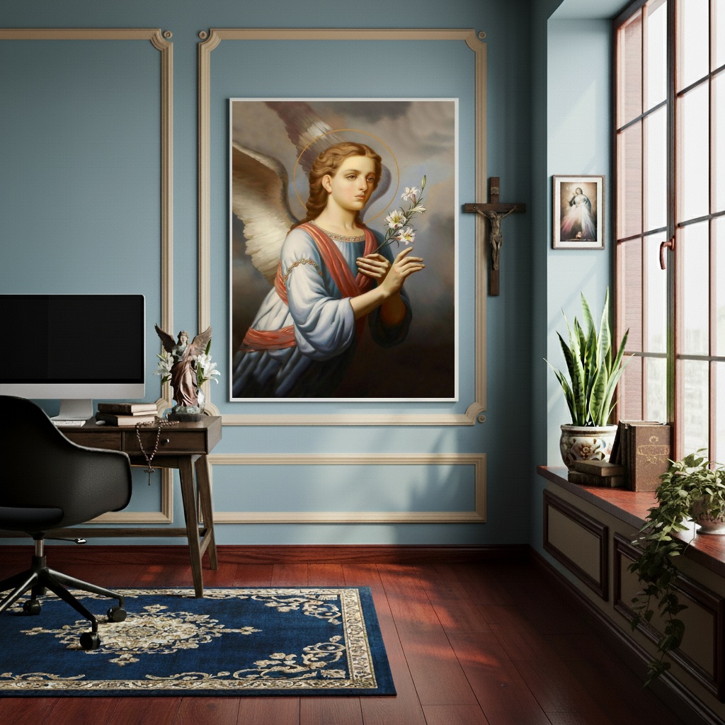 Quadro São Gabriel Arcanjo O Mensageiro de Deus- 70x50cm