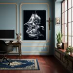 Quadro São Jorge O Santo Cristão e o Dragão - 70x50cm