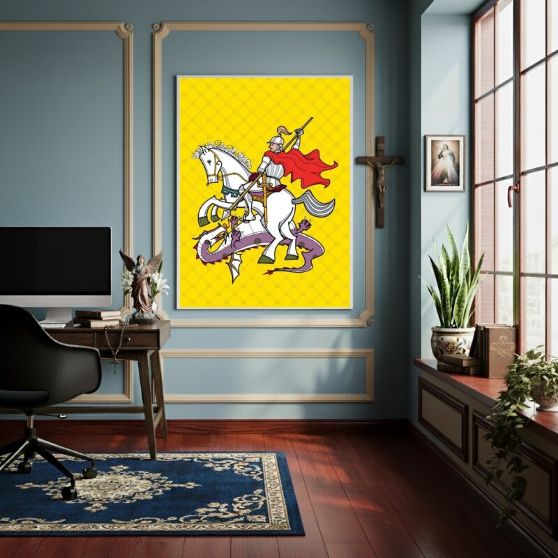 Quadro São Jorge O Santo Mártir e o Dragão - 70x50cm