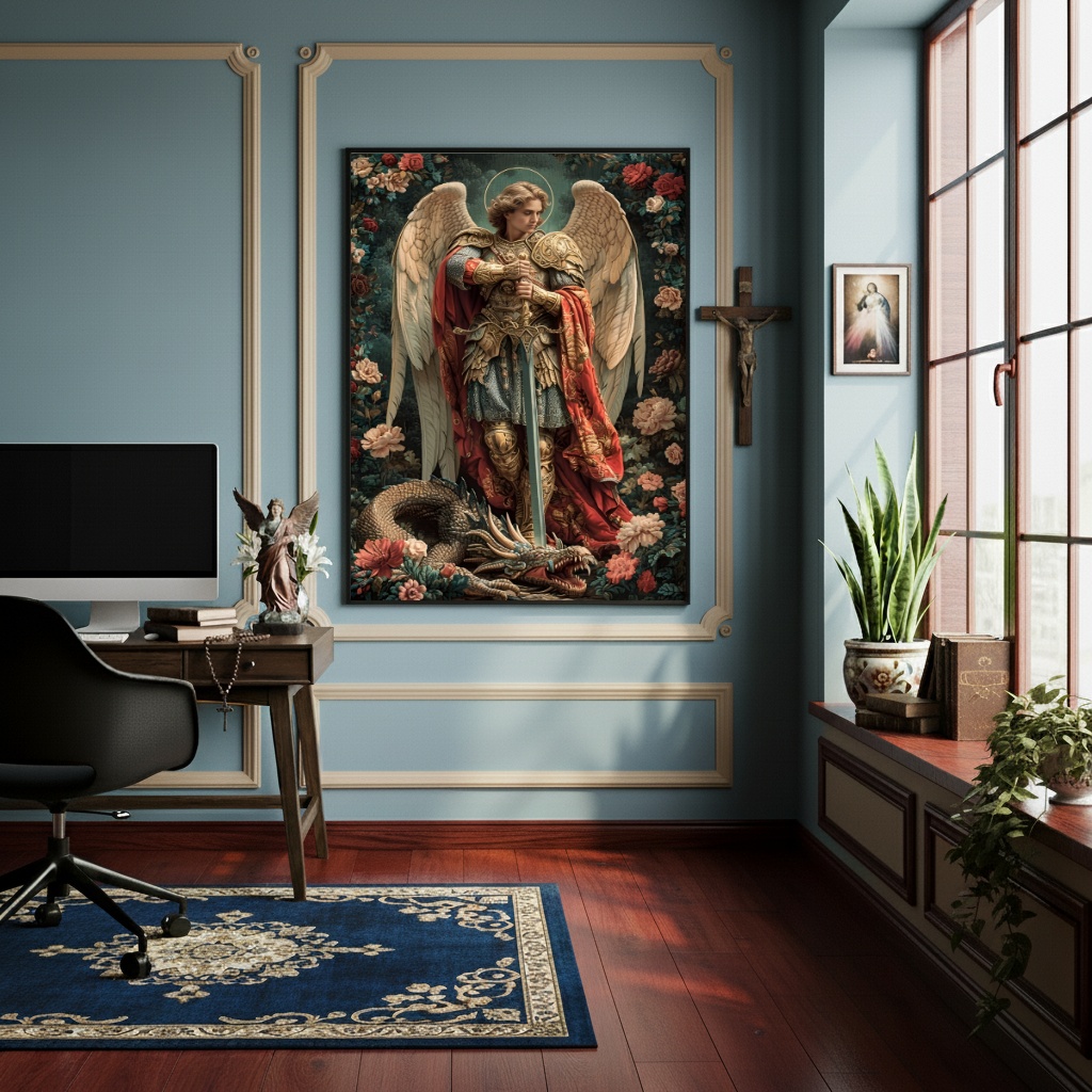 Quadro São Miguel Arcanjo Defensor Contra o Mal - 70x50cm