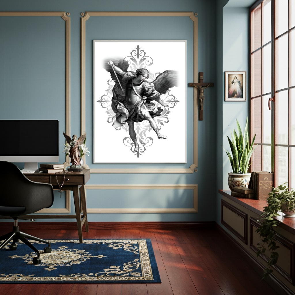 Quadro São Miguel Arcanjo Príncipe dos Exércitos - 70x50cm
