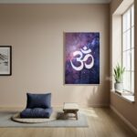 Quadro Símbolo Sagrado Om do Budismo - Galáxia - 70x50cm