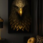 Quadro Sofisticado Canvas Águia Dourada