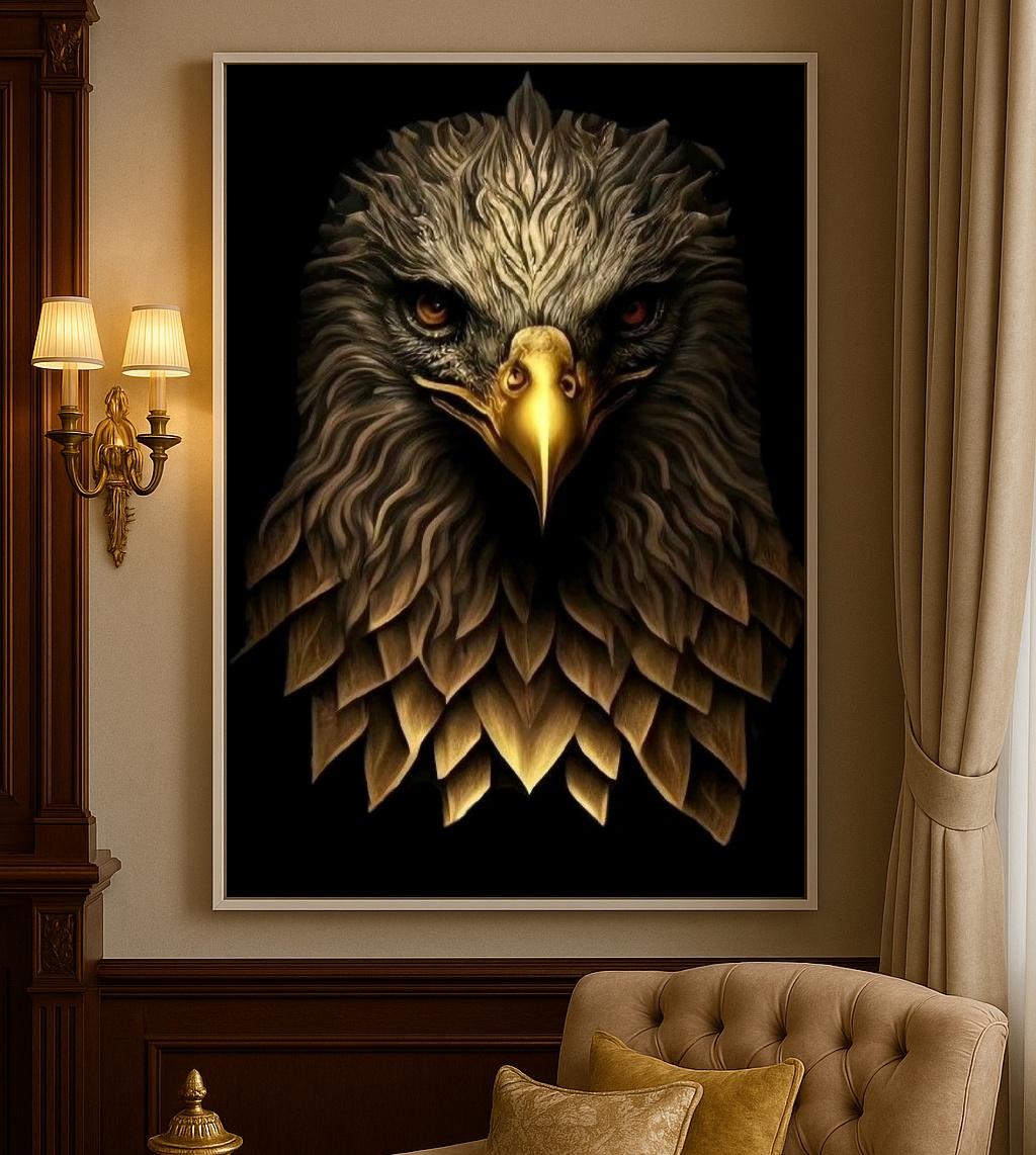 Quadro Sofisticado Canvas Águia Dourada - Imagem 4