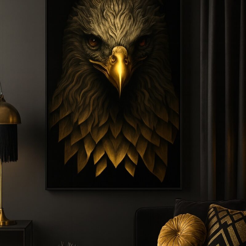 Quadro Sofisticado Canvas Águia Dourada