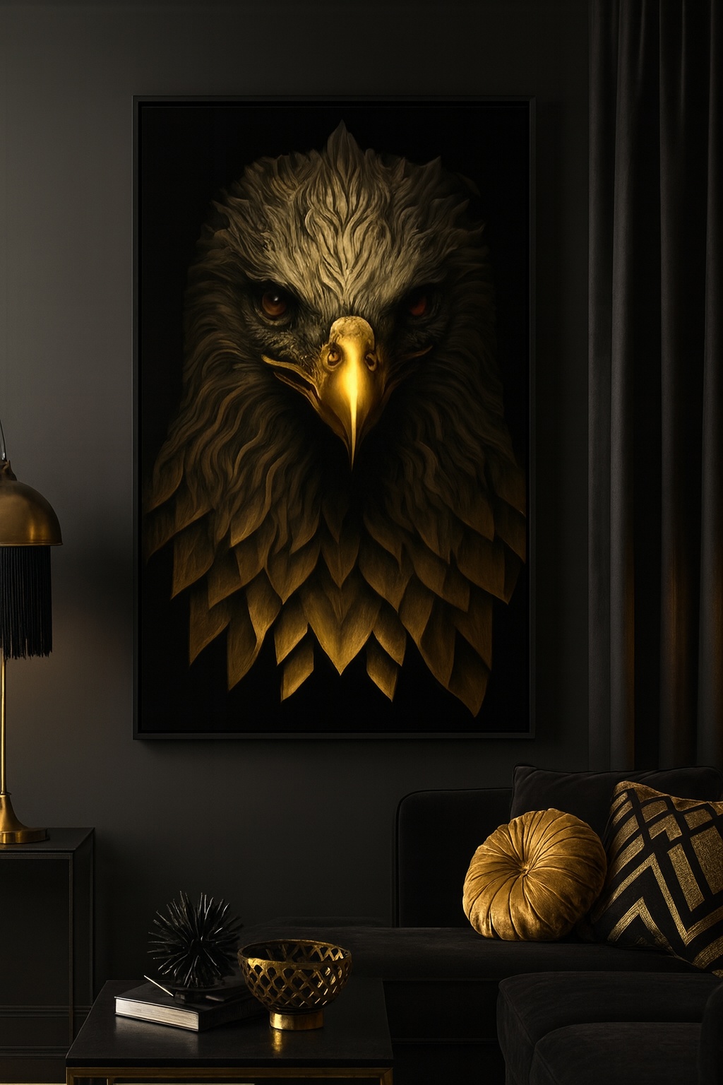 Quadro Sofisticado Canvas Águia Dourada