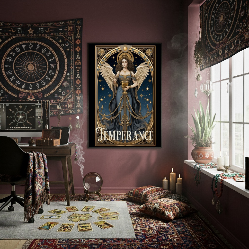Quadro Tarot Vintage Temperança - 70x50 cm