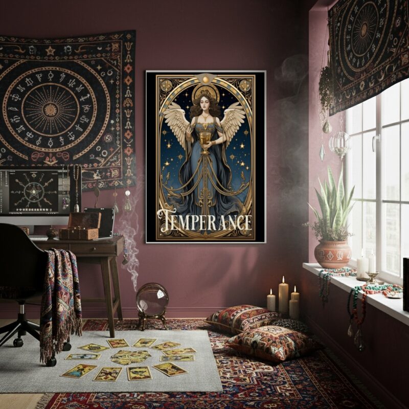 Quadro Tarot Vintage Temperança - 70x50 cm