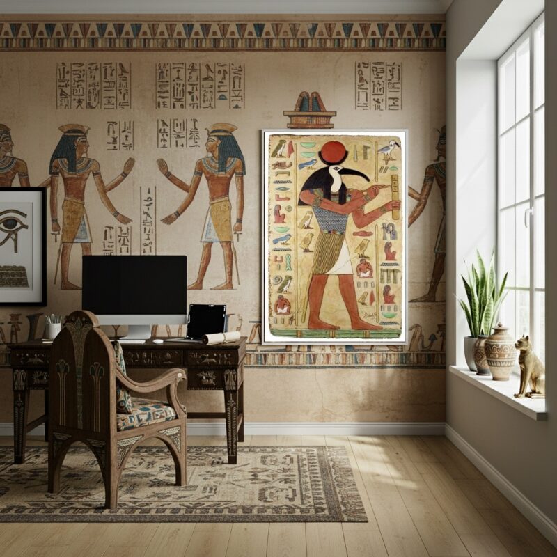Quadro Thoth Deus Egípcio da Sabedoria e Ciência - 70x50cm
