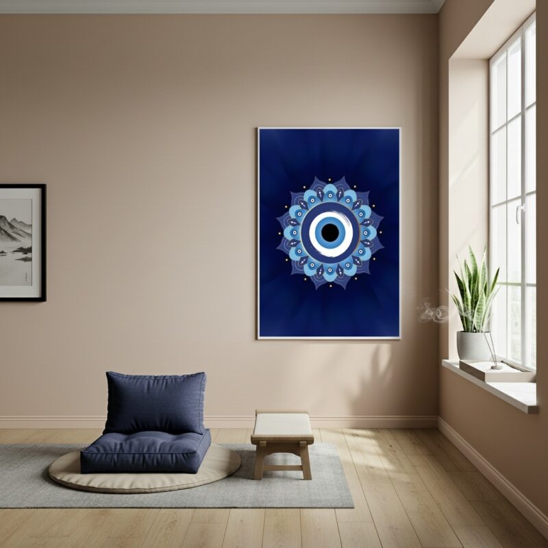 Quadro Uma Mandala com Um Olho Grego - 70x50cm
