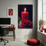 Quadro Umbanda Vela e Rosa Vermelha - 70x50 cm
