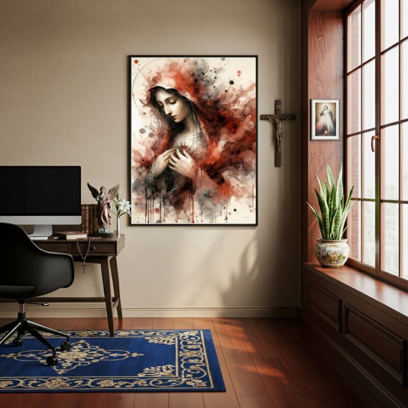 Quadro Virgem Maria Abstrato - 70x50 cm