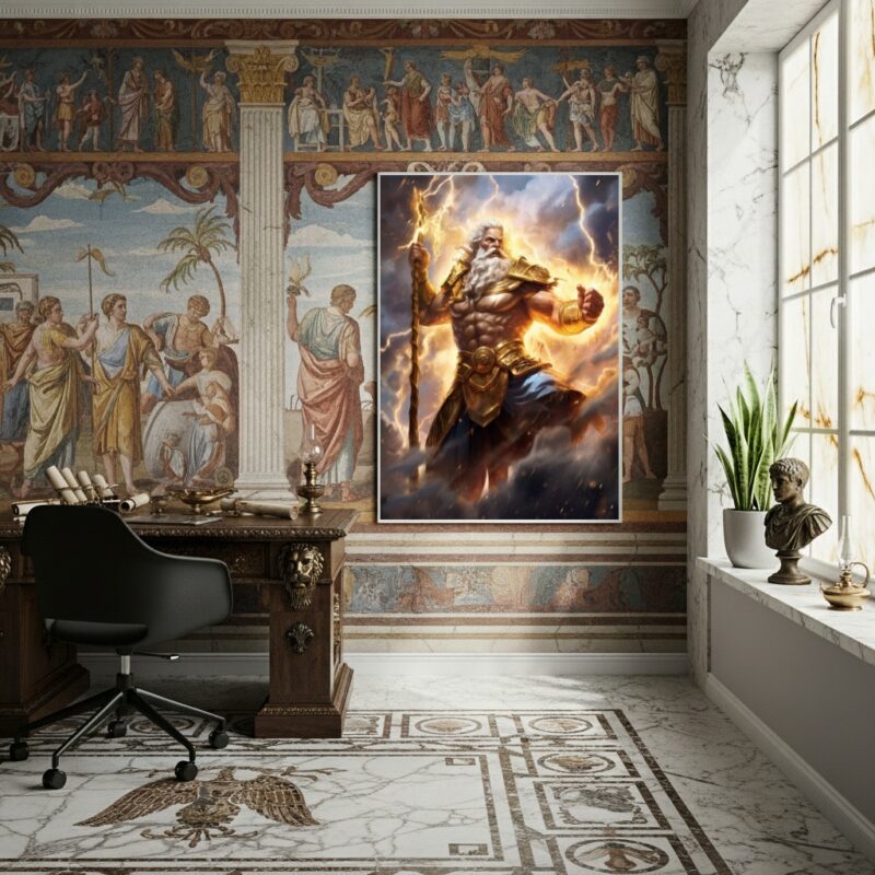 Quadro Zeus O Deus Supremo da Mitologia Grega - 70x50cm