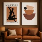 Kit 2 Quadros Canvas Abstratos Matisse Formas Terracota