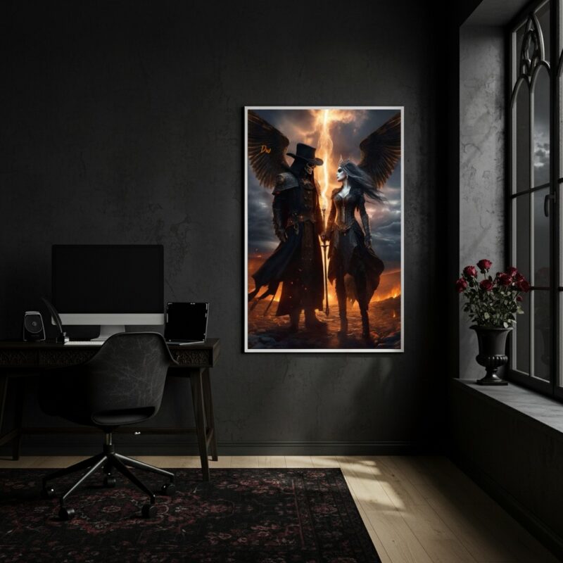 Quadro Arte Inspirada em Exu e Pomba Gira - 70x50cm