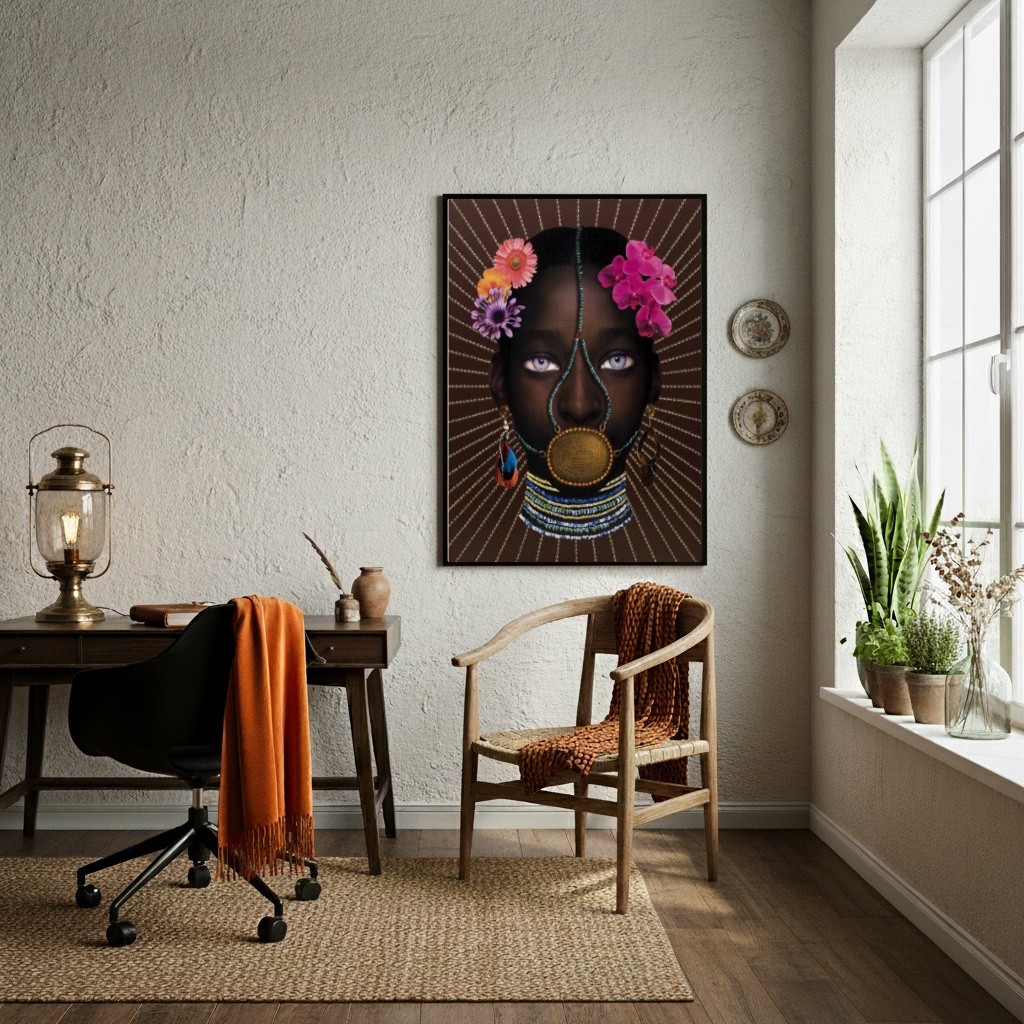 Quadro Arte Inspirada na Escrava Anastácia - 70x50cm