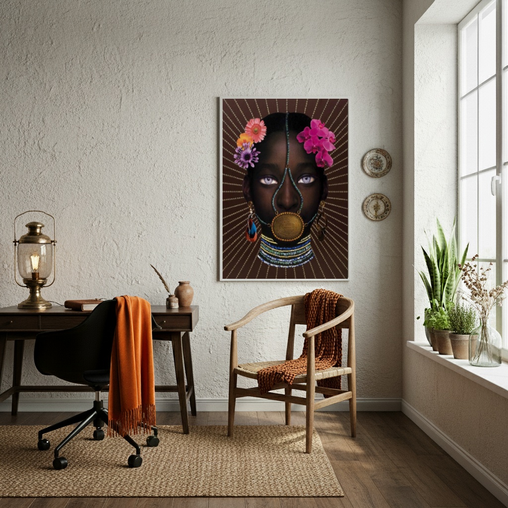 Quadro Arte Inspirada na Escrava Anastácia - 70x50cm