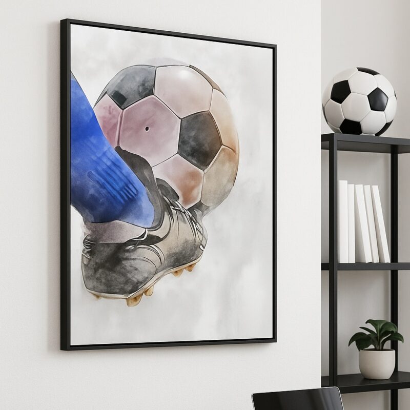 Quadro Canvas Aquarela Futebol Chute