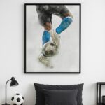 Quadro Canvas Aquarela Futebol Drible