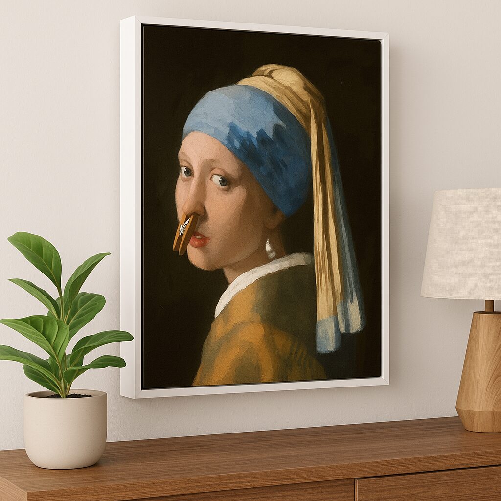 Quadro Canvas Arte Banheiro - A Moça Do Prendedor