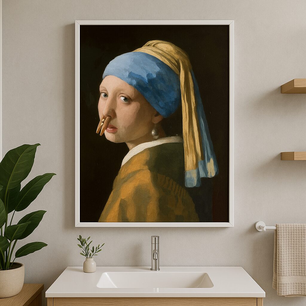 Quadro Canvas Arte Banheiro - A Moça Do Prendedor - Imagem 4
