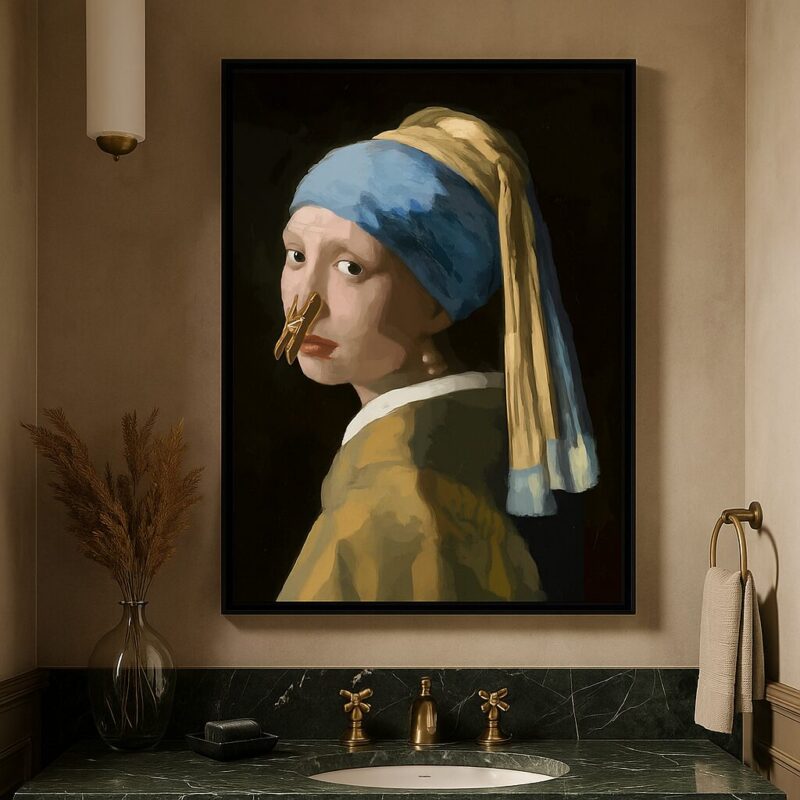 Quadro Canvas Arte Banheiro - A Moça Do Prendedor