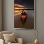 Quadro Canvas Barco Vermelho Ao Por Do Sol