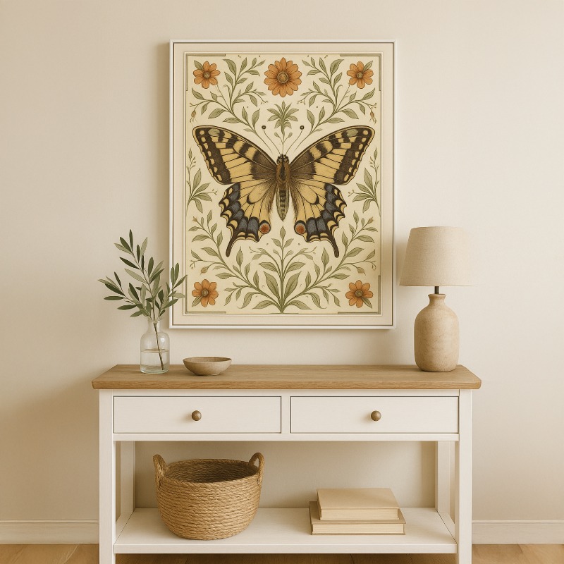 Quadro Canvas Borboleta Boho Folk Art