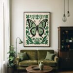 Quadro Canvas Borboleta Verde Art Noveau