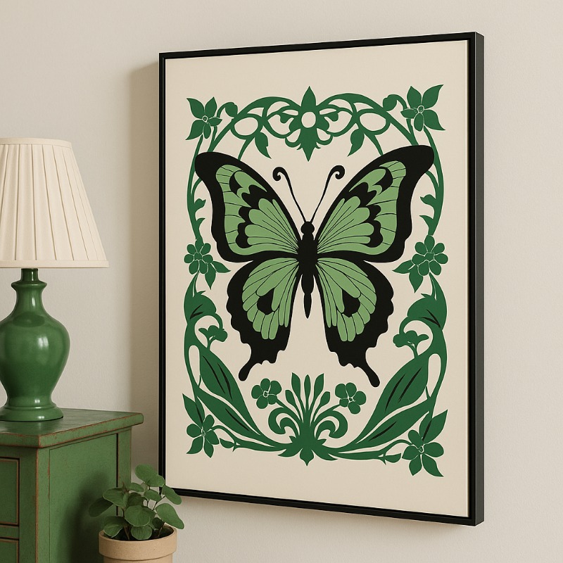 Quadro Canvas Borboleta Verde Art Noveau - Imagem 4