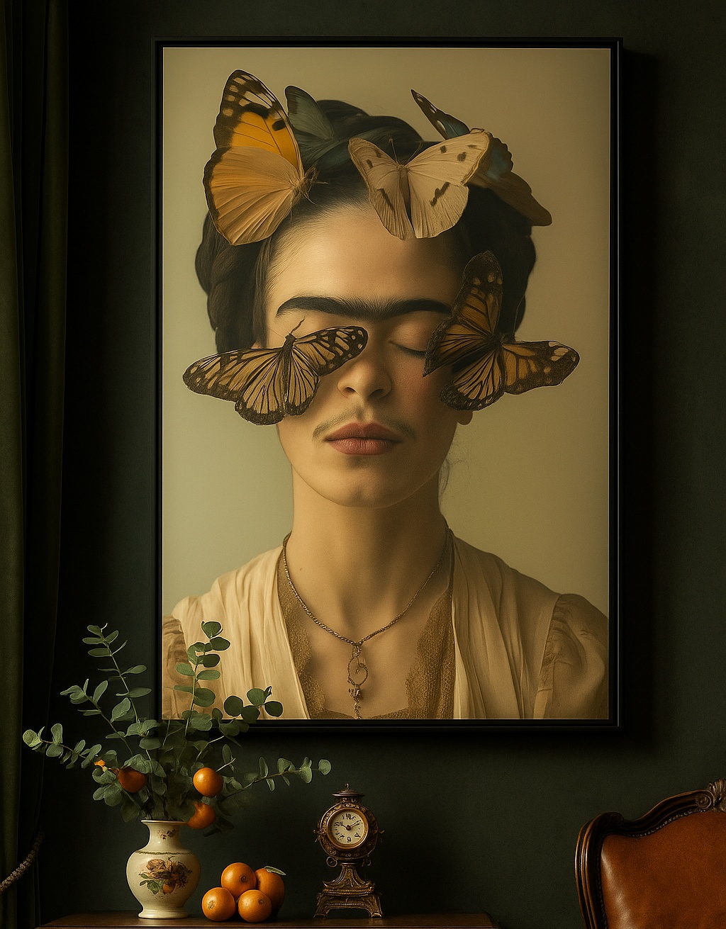 Quadro Canvas Frida Com Borboletas - Imagem 4