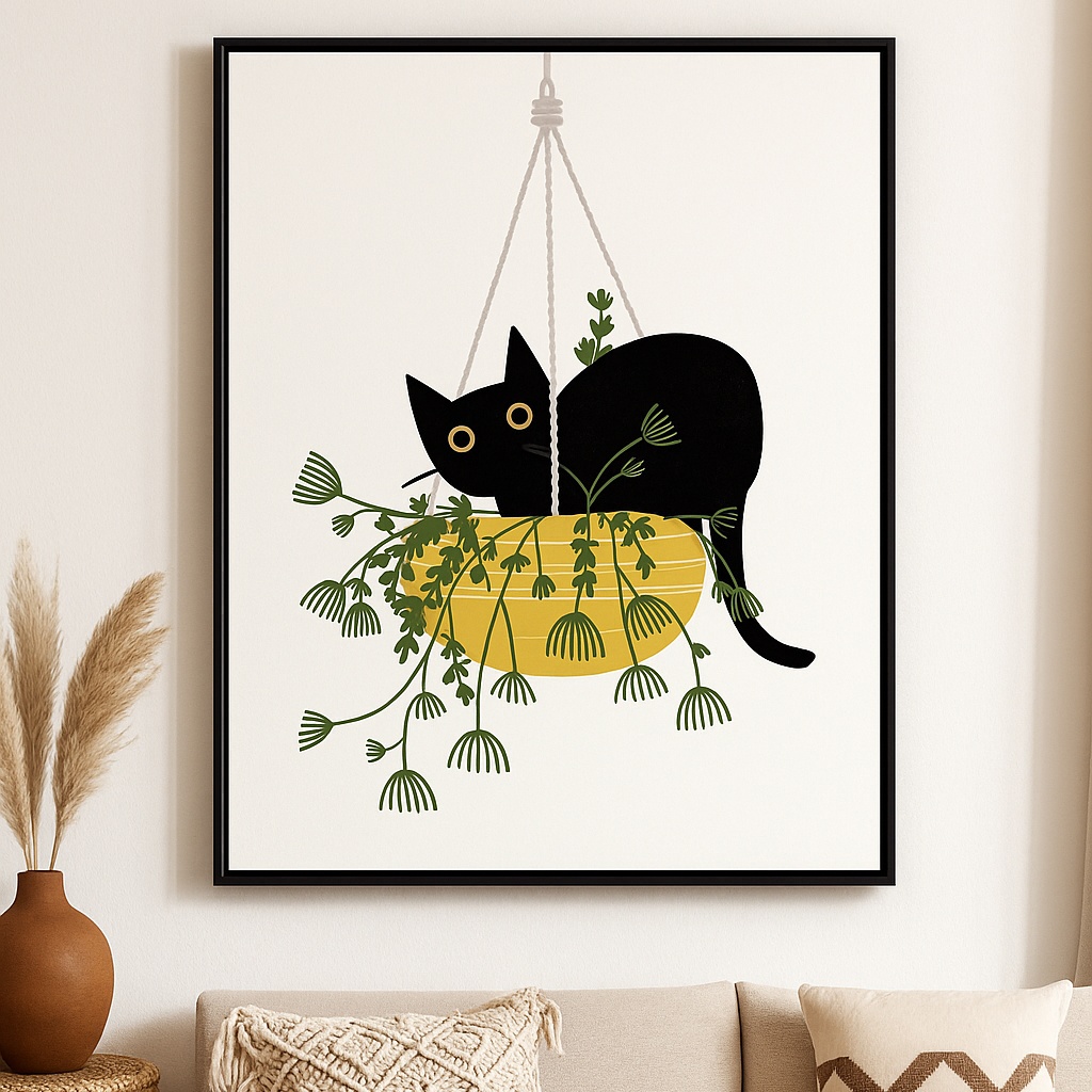 Quadro Canvas Gato No Vaso De Plantas - Imagem 4