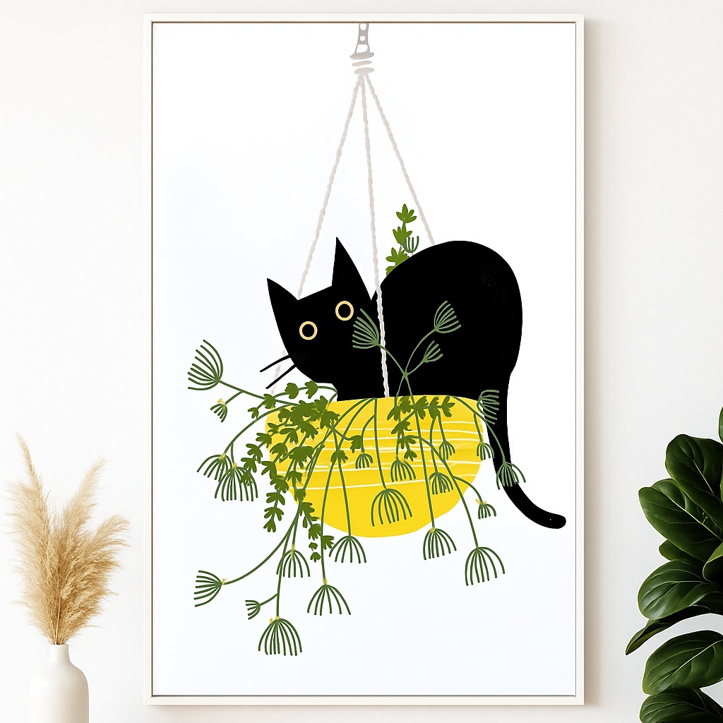 Quadro Canvas Gato No Vaso De Plantas - Imagem 5