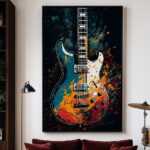 Quadro Canvas Guitarra Aquarela