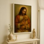Quadro Canvas Jesus Com Cachorro Caramelo