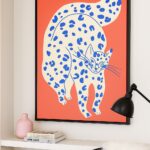 Quadro Canvas Moderno Gato POP Poá Laranja