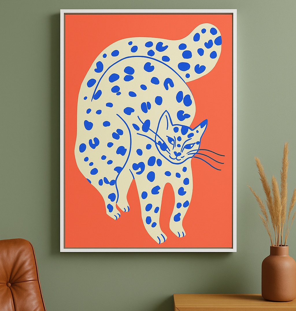 quadro moderno arte gato laranja felino